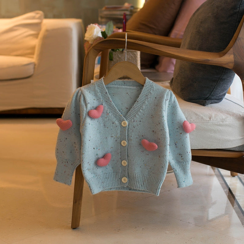 Cardigan Infantil Tricô Coraçõeszinhos