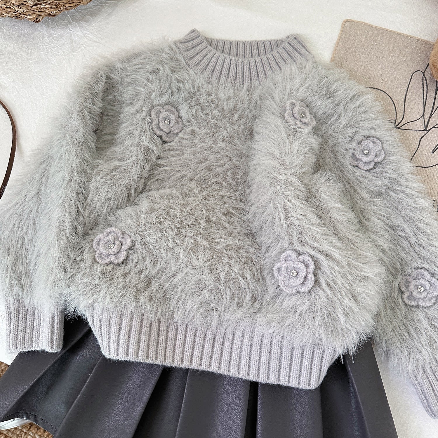 Conjunto Infantil Feminino Inverno Pelinhos e Saia