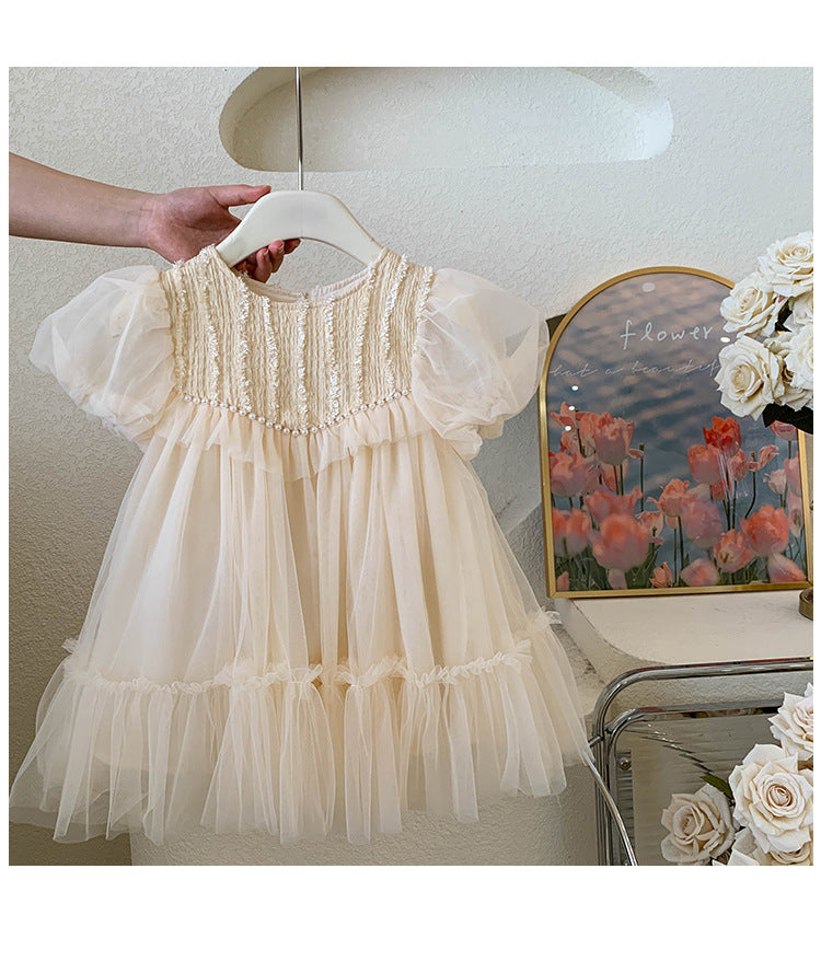 Vestido Infantil De Tule Pérolas