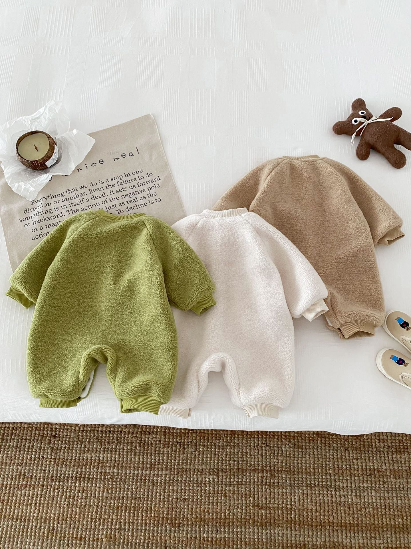 Macacão Infantil Pelúcia Botões Ursinho