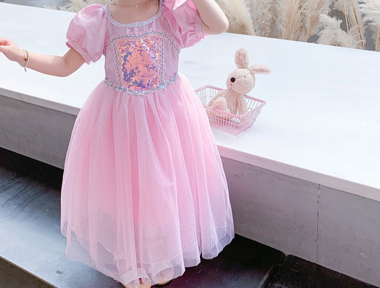 Vestido De Princesa Rosa Brilhos