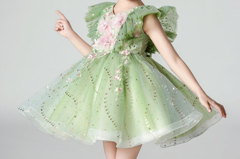 Vestido Infantil Verde Florzinhas