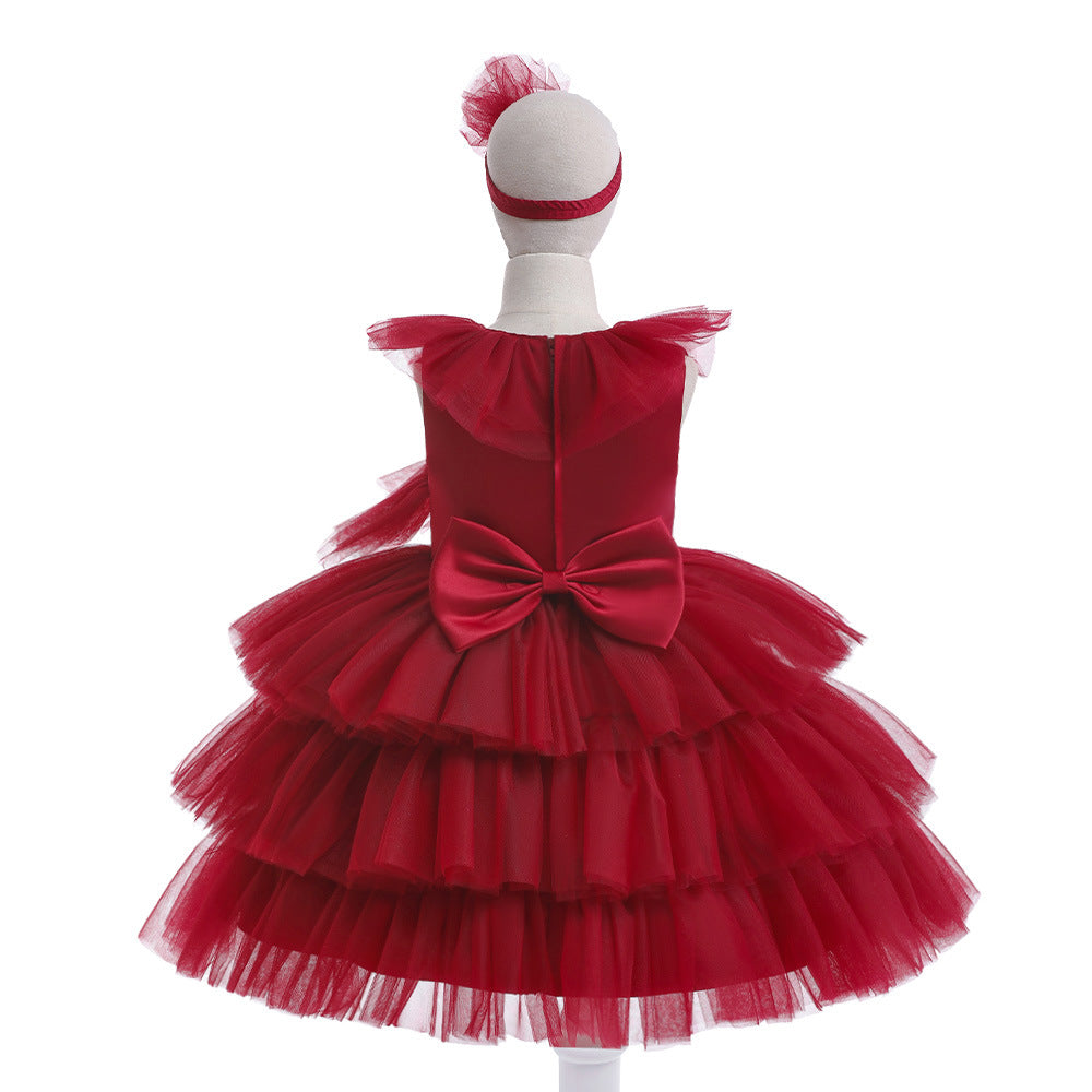 Vestido Infantil Tule Camadas Lacinho