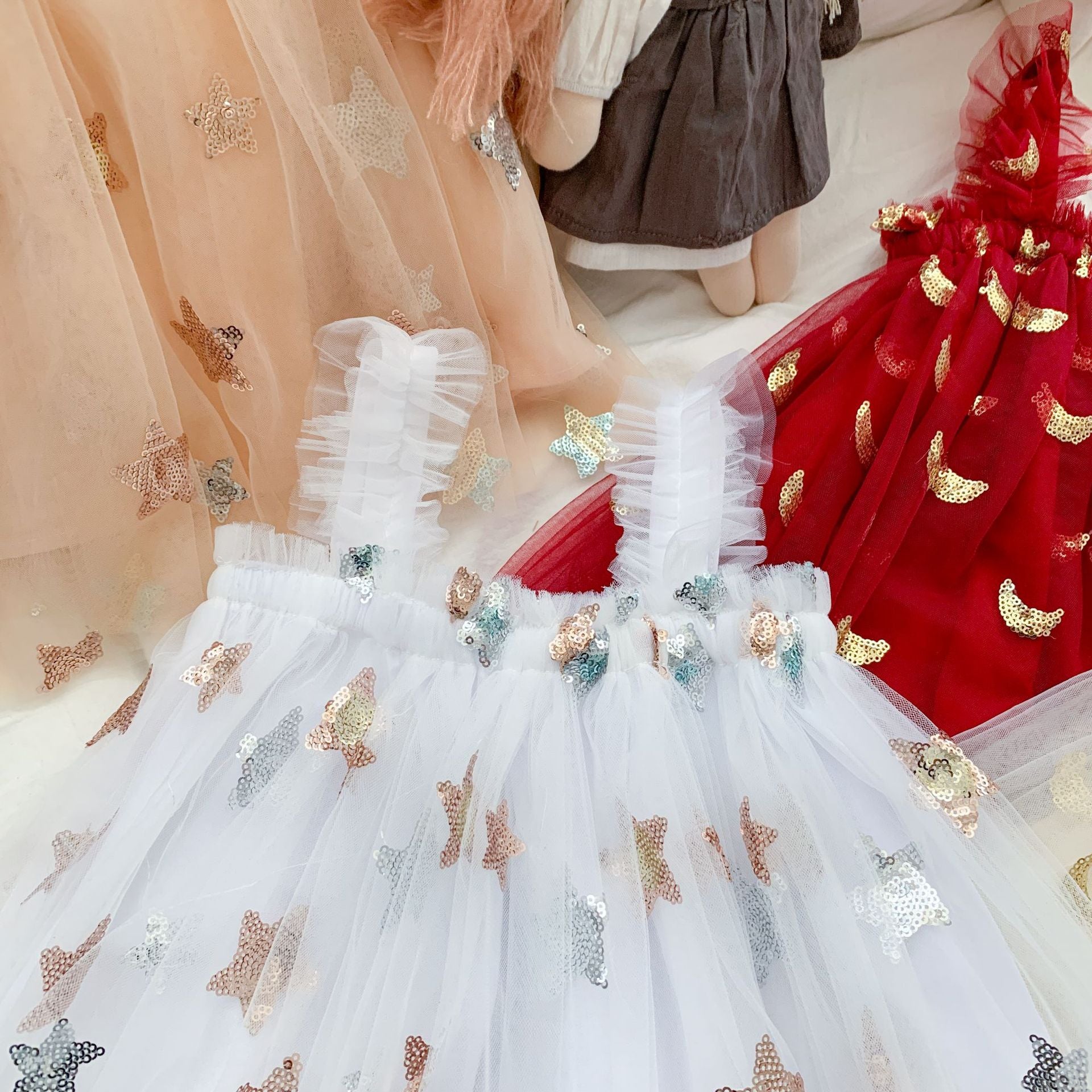 Vestido Infantil de Tule Estrelas