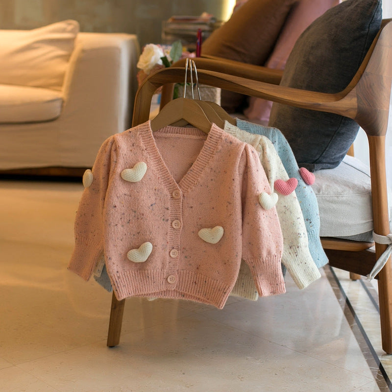 Cardigan Infantil Tricô Coraçõeszinhos