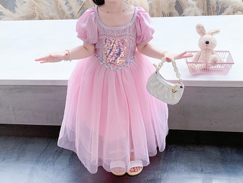 Vestido De Princesa Rosa Brilhos