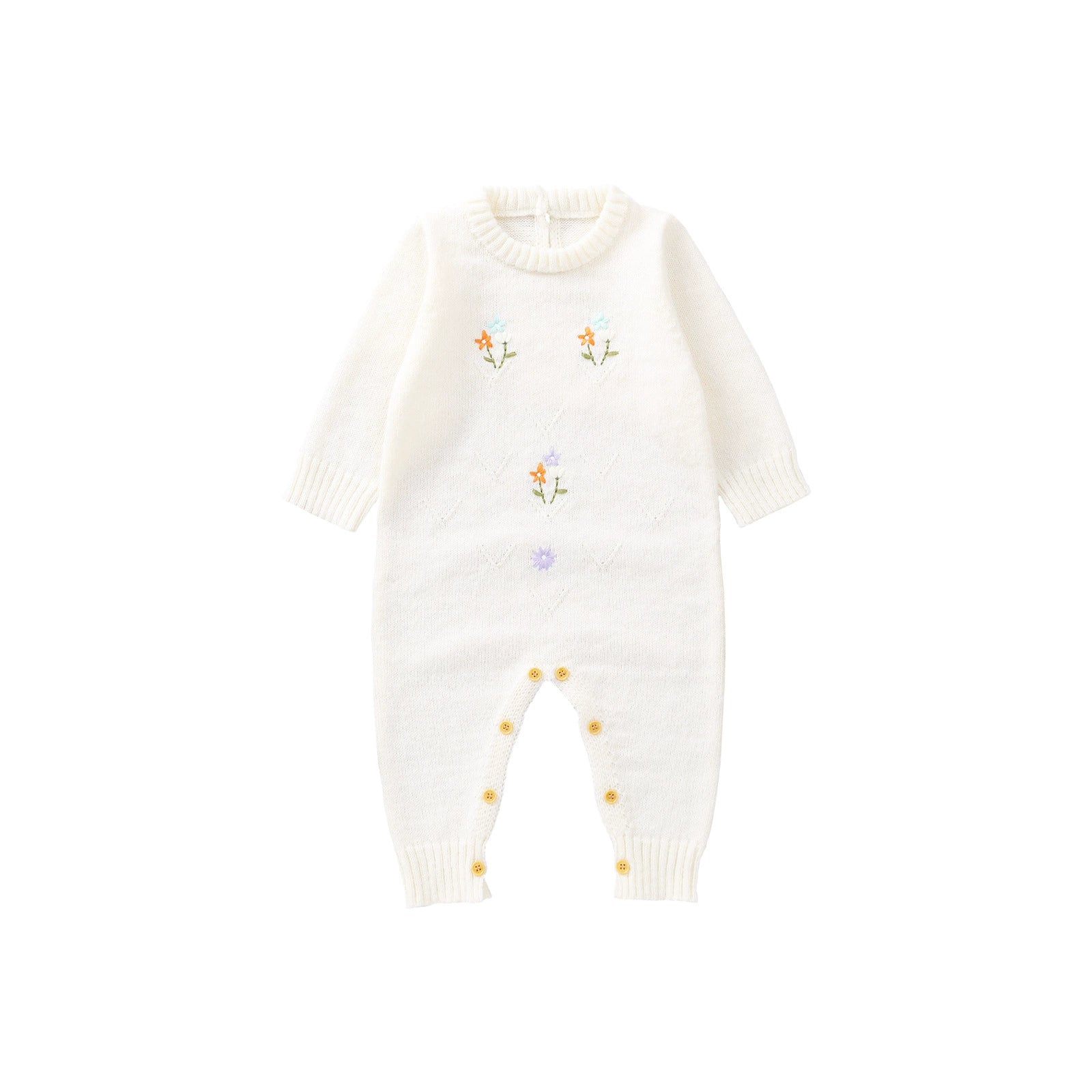 Macacão Infantil De Tricô Florzinhas
