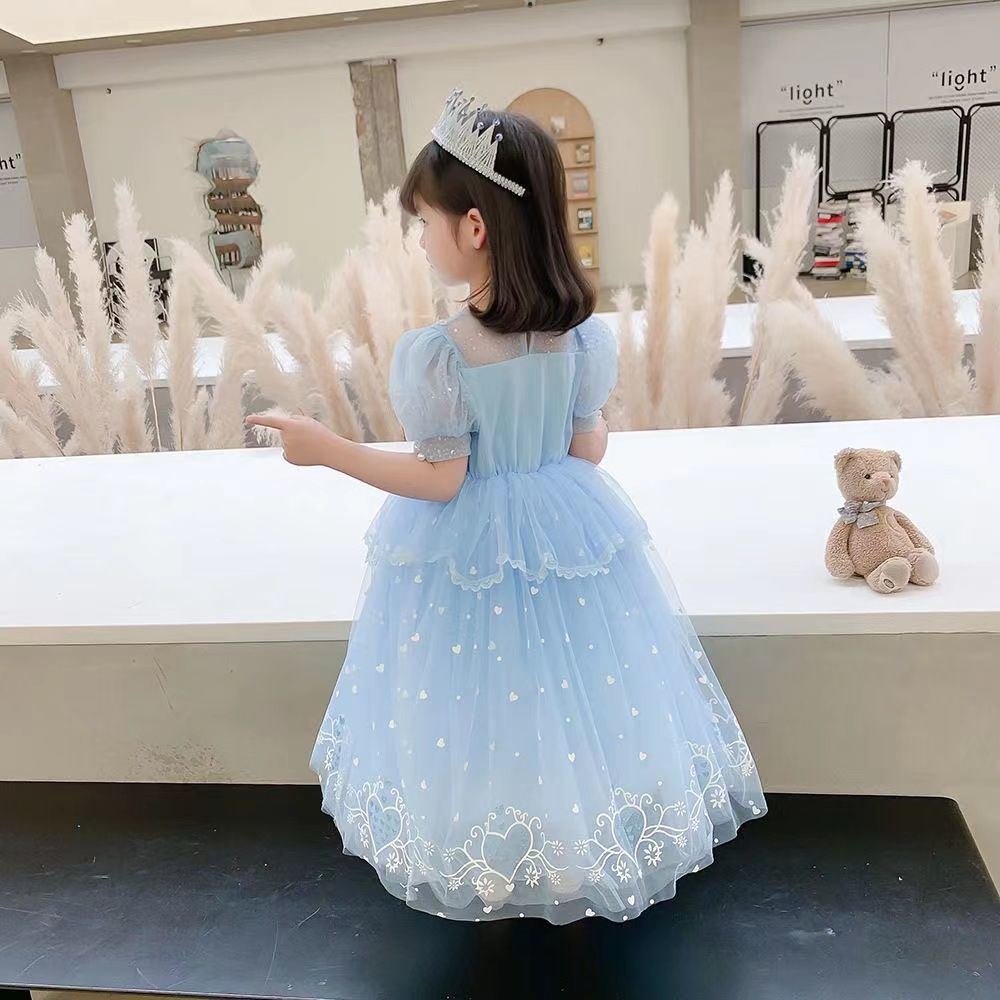 Vestido Infantil Brilhante Tule Coraçõezinhos