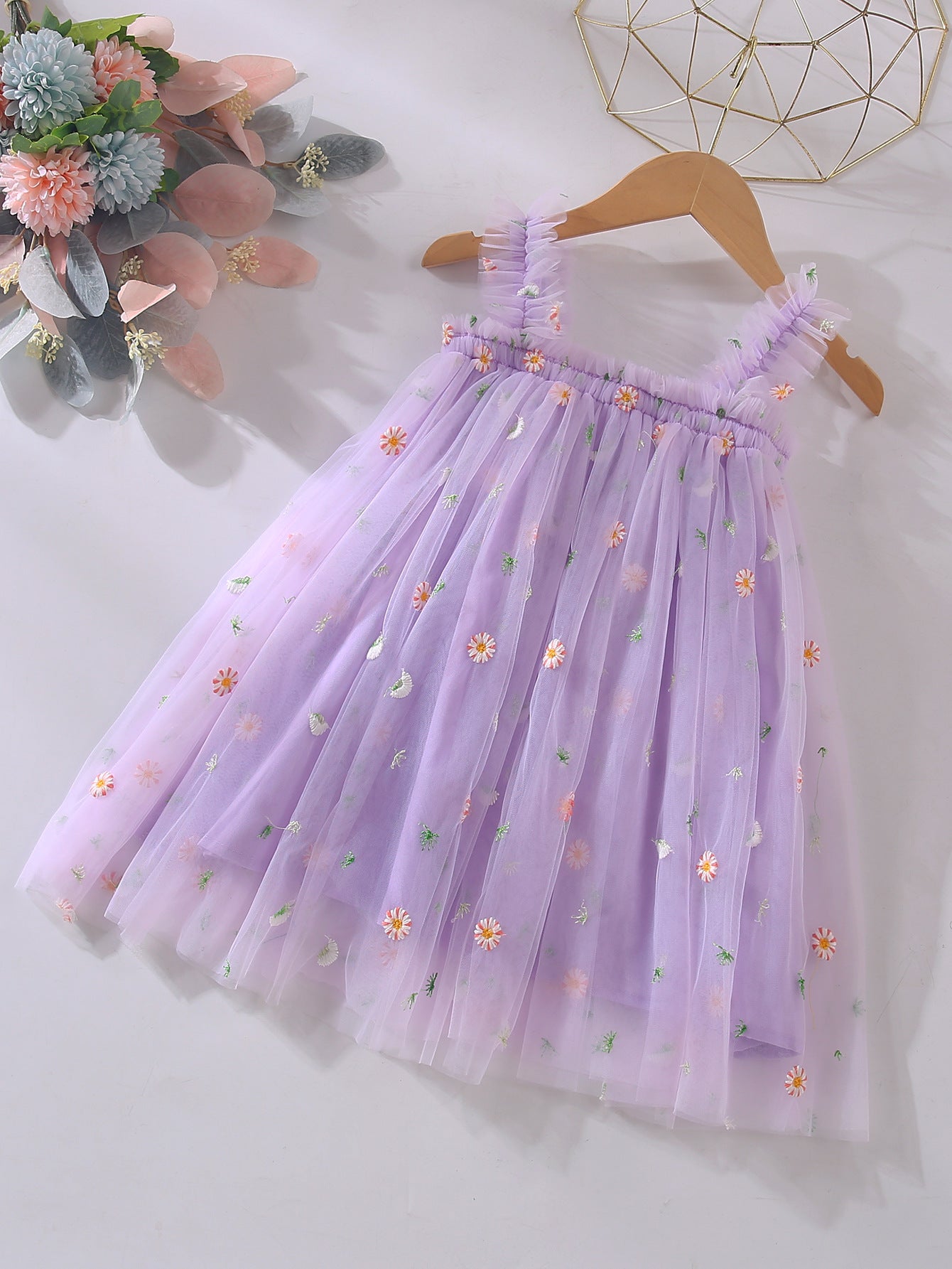 Vestido Infantil Tule Florzinhas