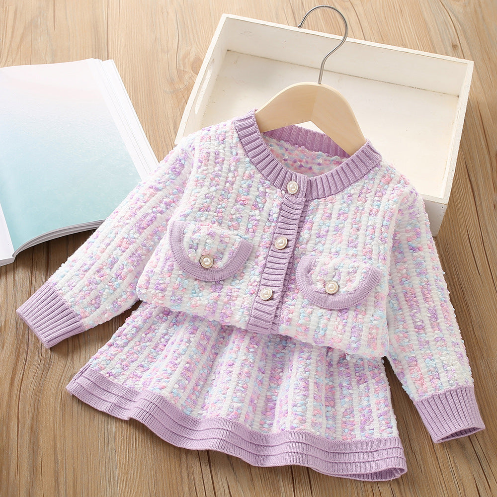 Conjunto Infantil Feminino Tweed Bolsinhos