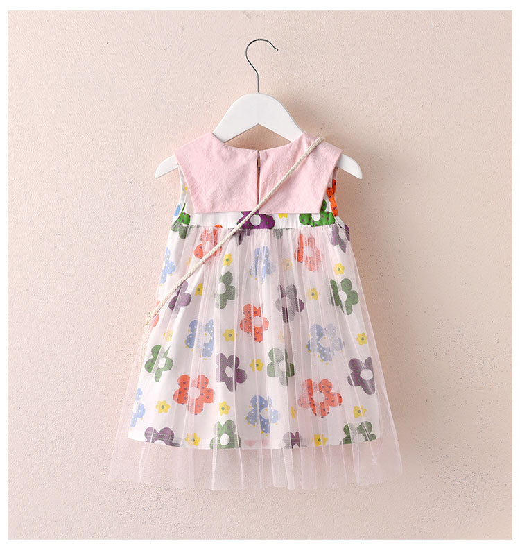 Vestido Infantil Florzinhas e Tule