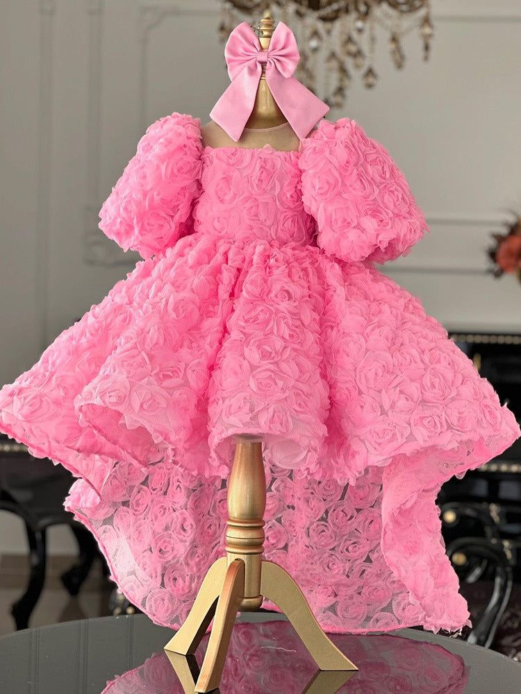 Vestido De Festa Infantil Rosa Flores