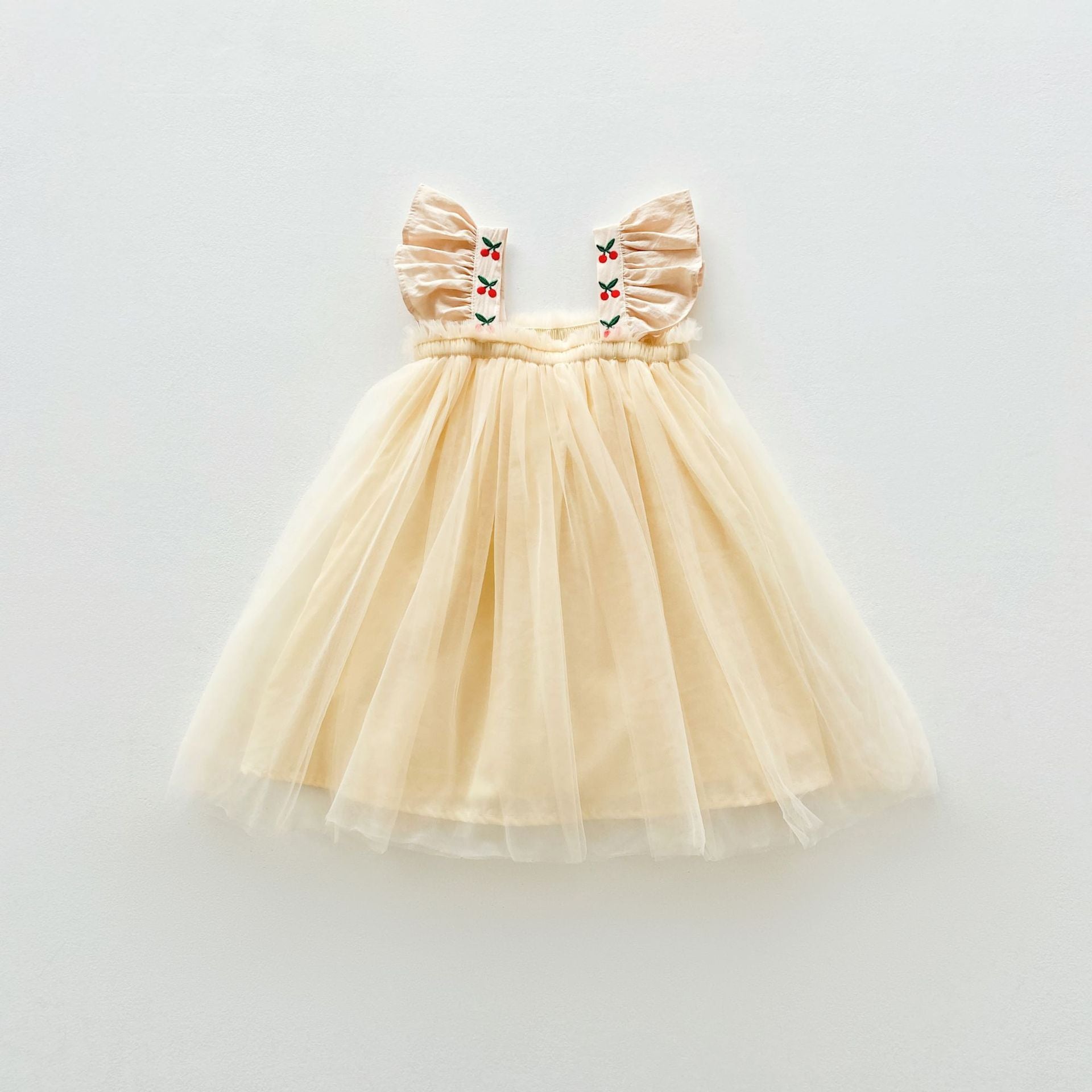 Vestido Infantil Tule Alcinha Cerejinhas