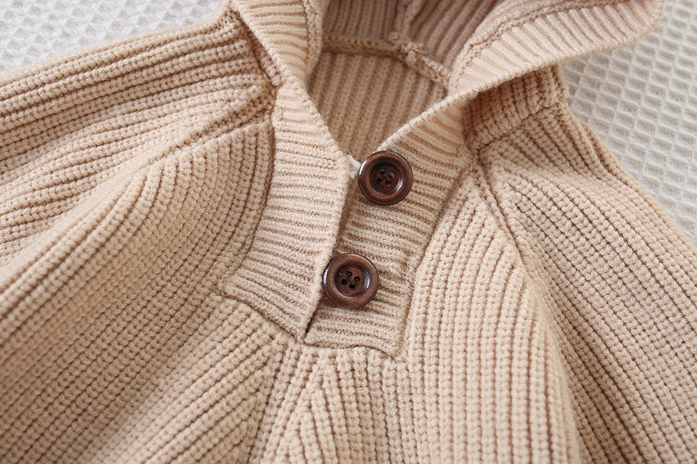 Poncho Infantil Tricô com Capuz