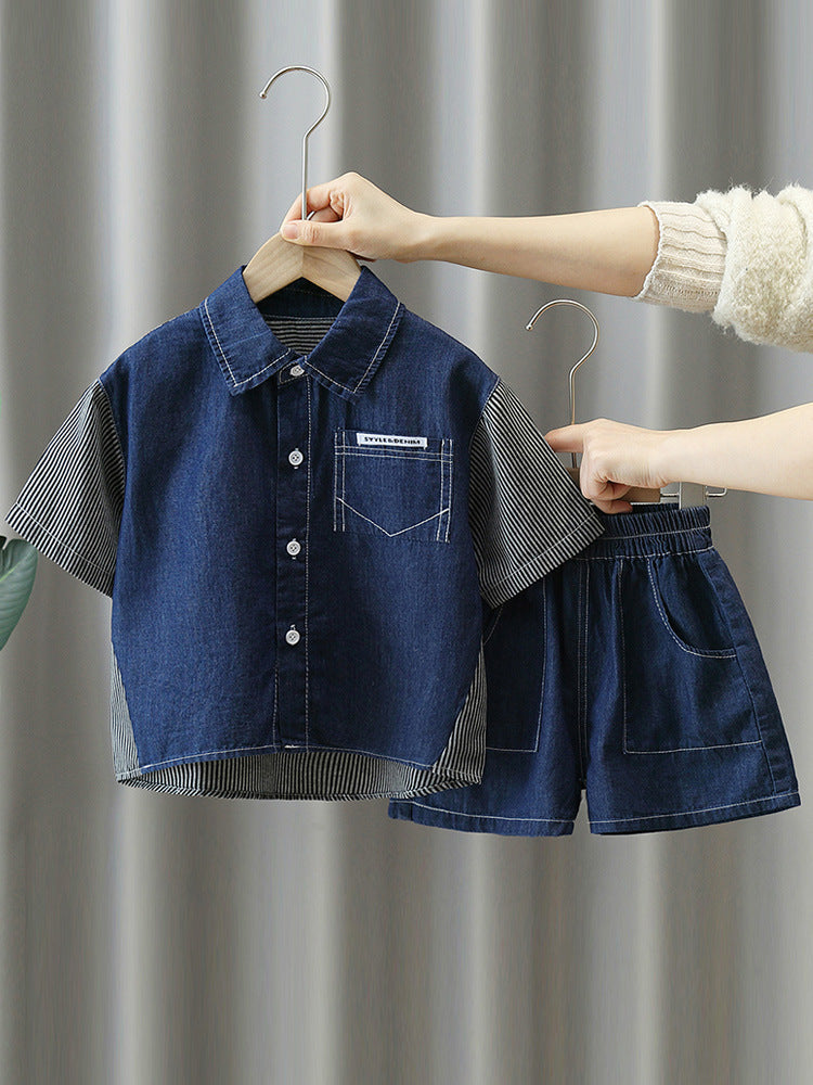 Conjunto Infantil Masculino Jeans Lístras Bolsinho