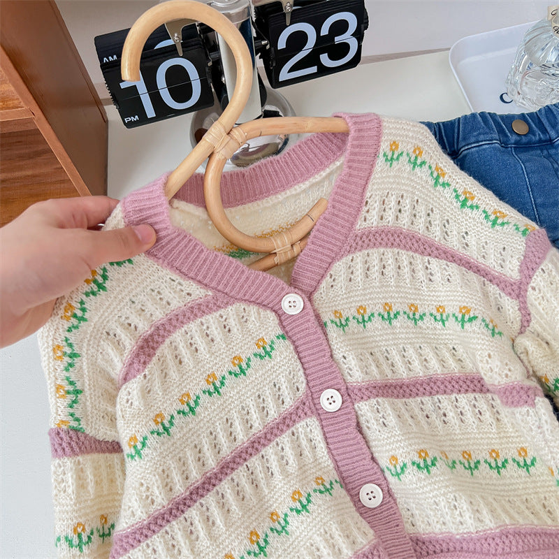 Cardigan Infantil Feminino Lístras Florzinhas