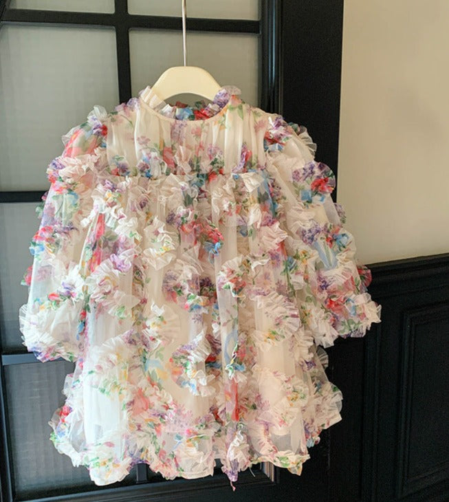 Vestido Infantil Tule Floral