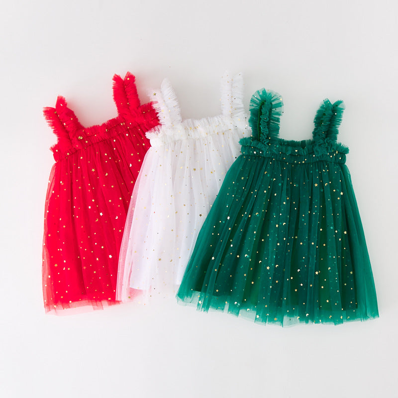 Vestido Infantil Tule Estrelinhas