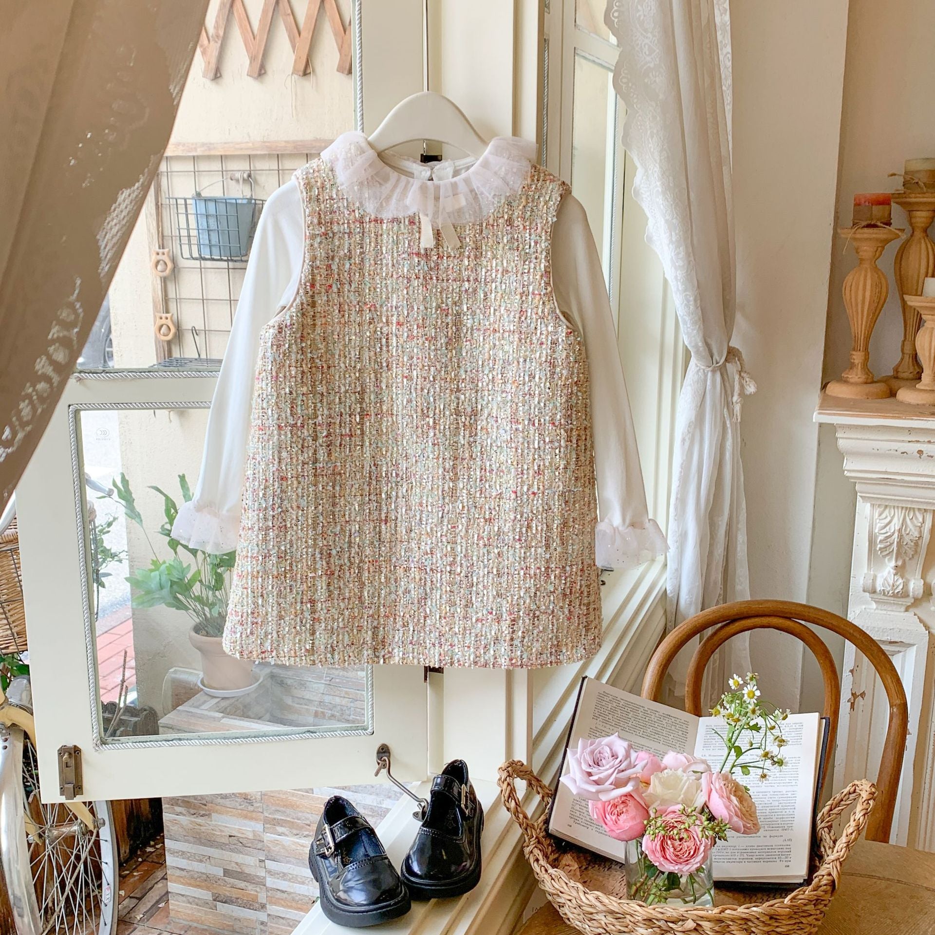 Vestido Infantil Tweed + Camisa