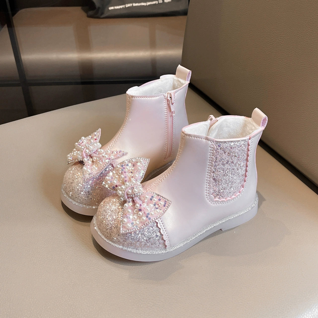 Bota Infantil Feminina Brilhante Lacinho