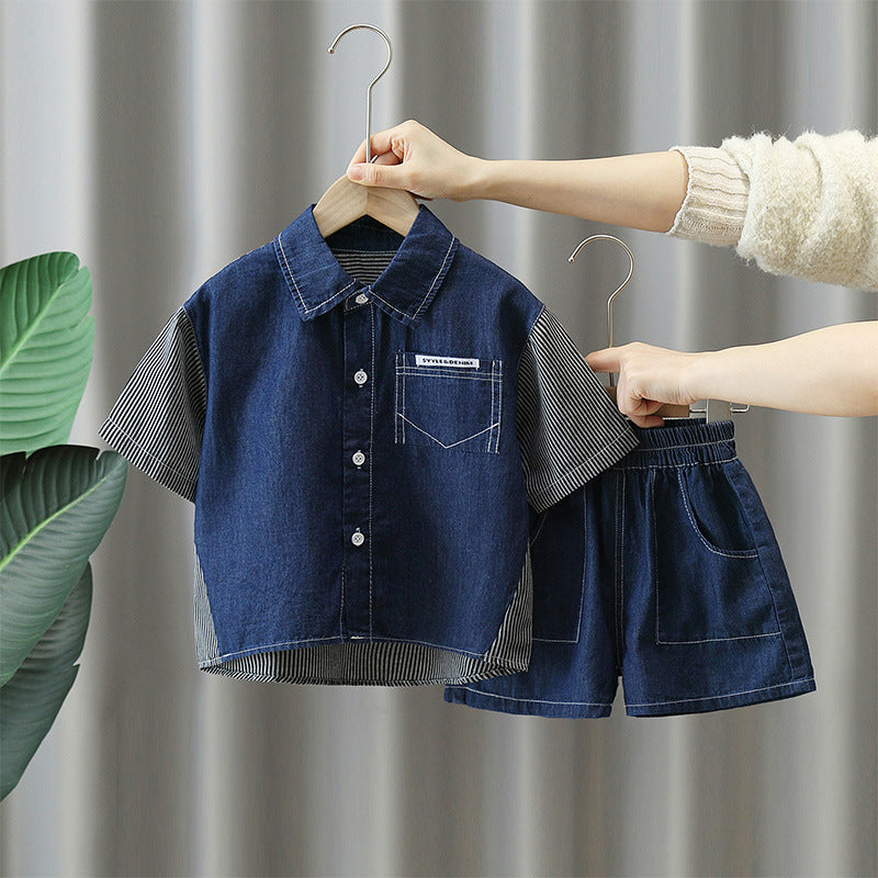 Conjunto Infantil Masculino Jeans Lístras Bolsinho