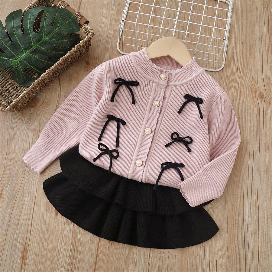 Conjunto Infantil Tricô Inverno Lacinhos