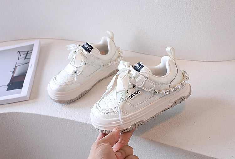 Tênis Infantil Feminino Fashion Com Pérolas