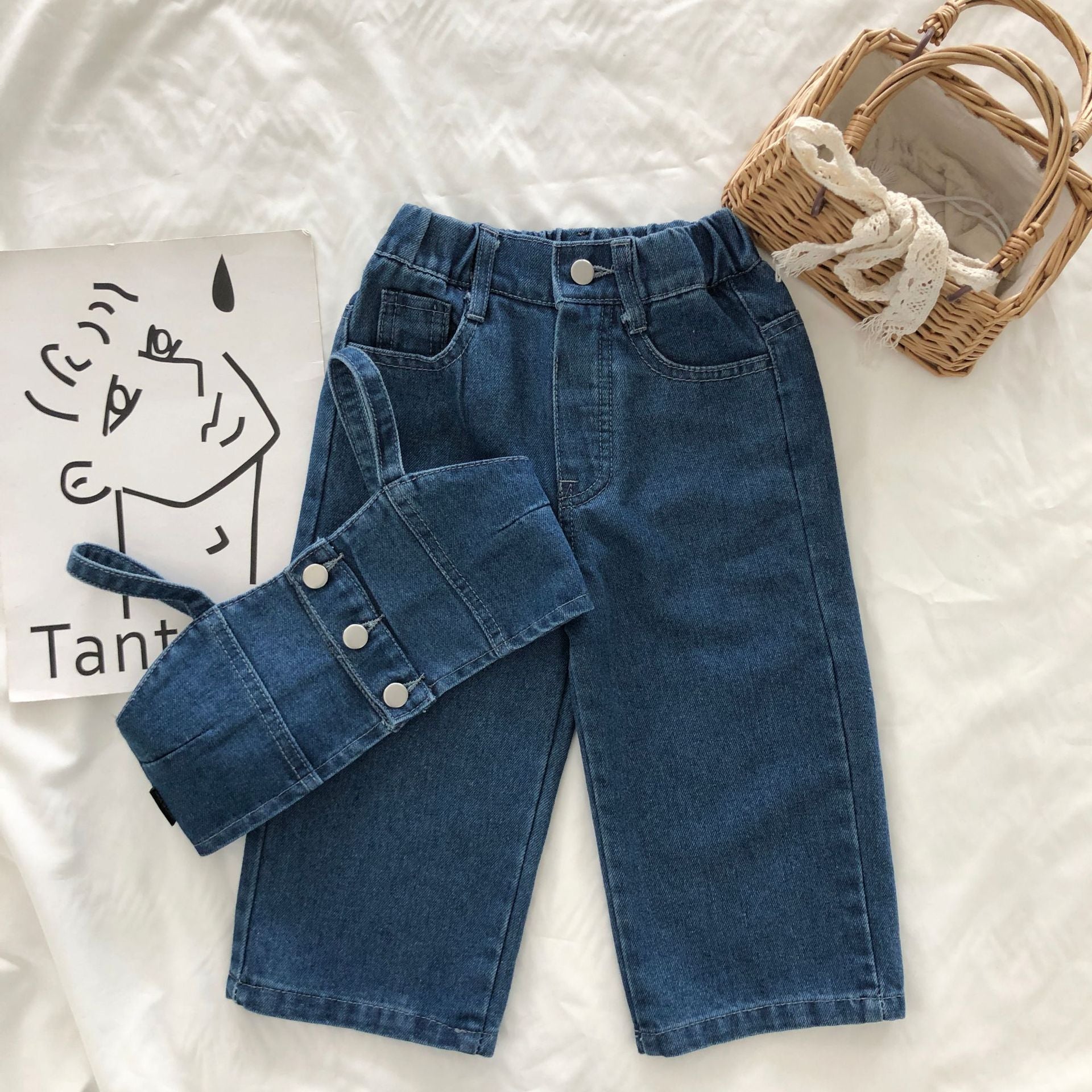 Conjunto Infantil Feminino Jeans Pantalona