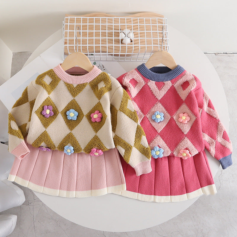 Conjunto Infantil Feminino Florzinhas Plíssado