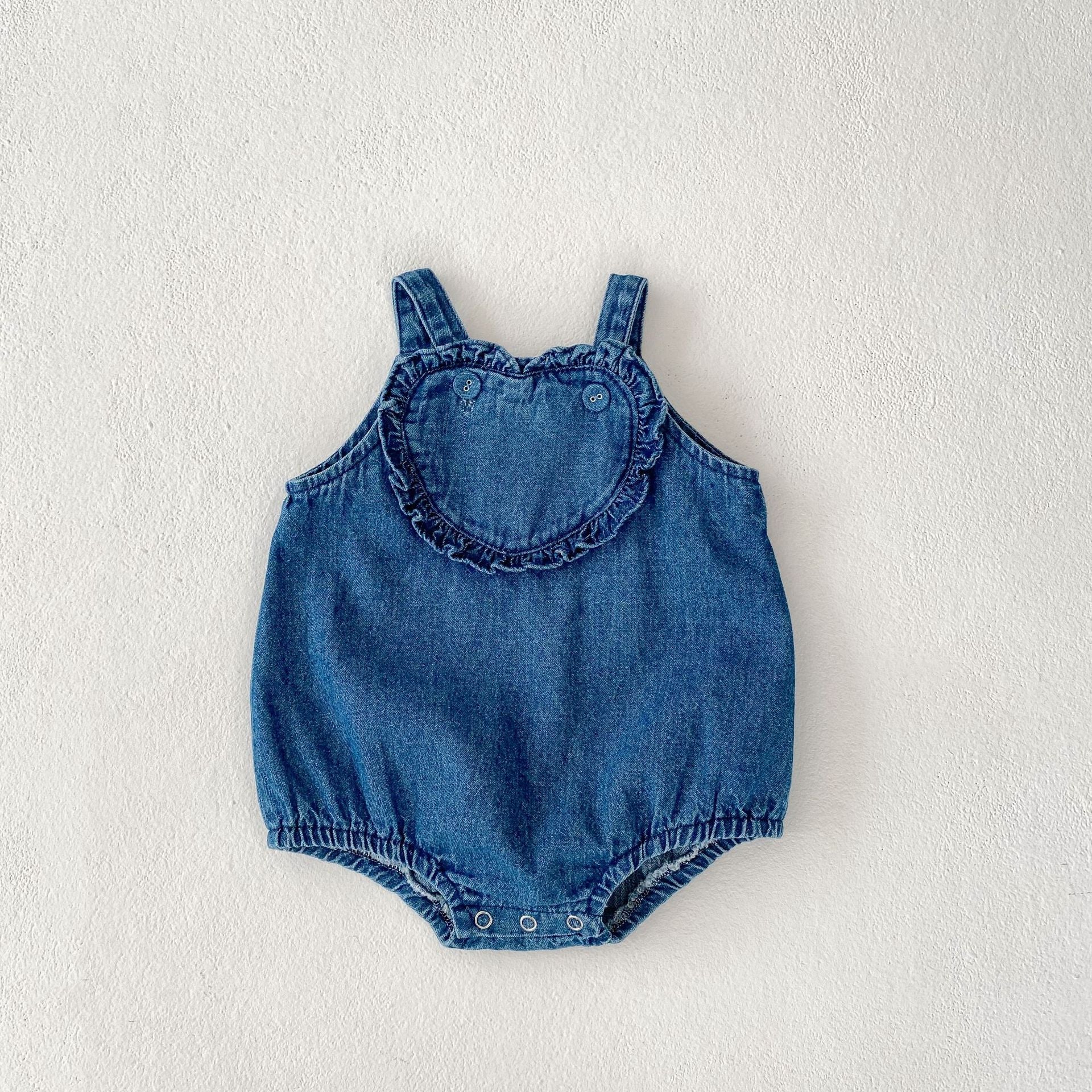 Macacão Infantil Feminino Jeans Coração