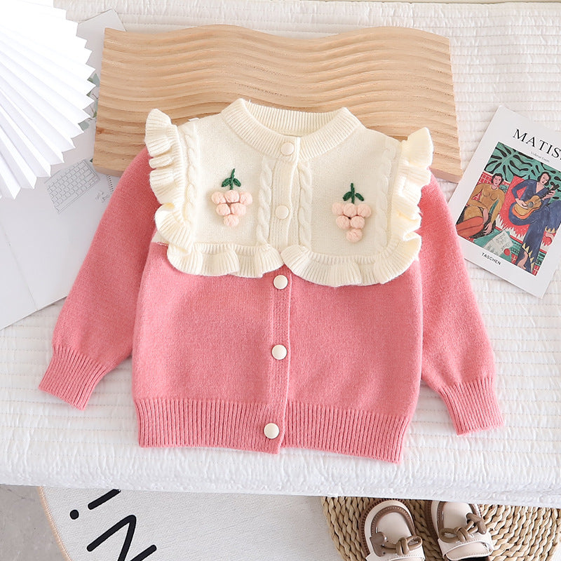 Cardigan Infantil Feminino Tricô Uvinha