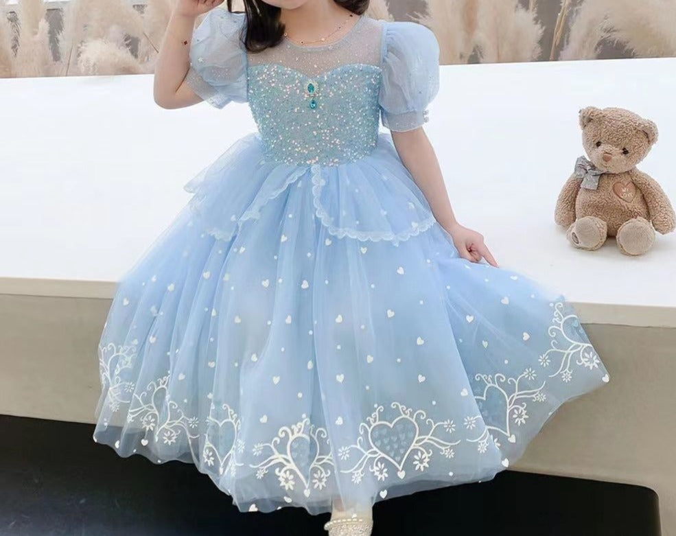 Vestido Infantil Brilhante Tule Coraçõezinhos