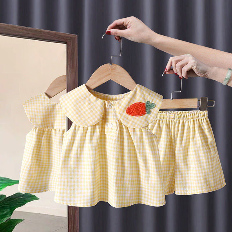 Conjunto Infantil Feminino Xadrez Frutinha