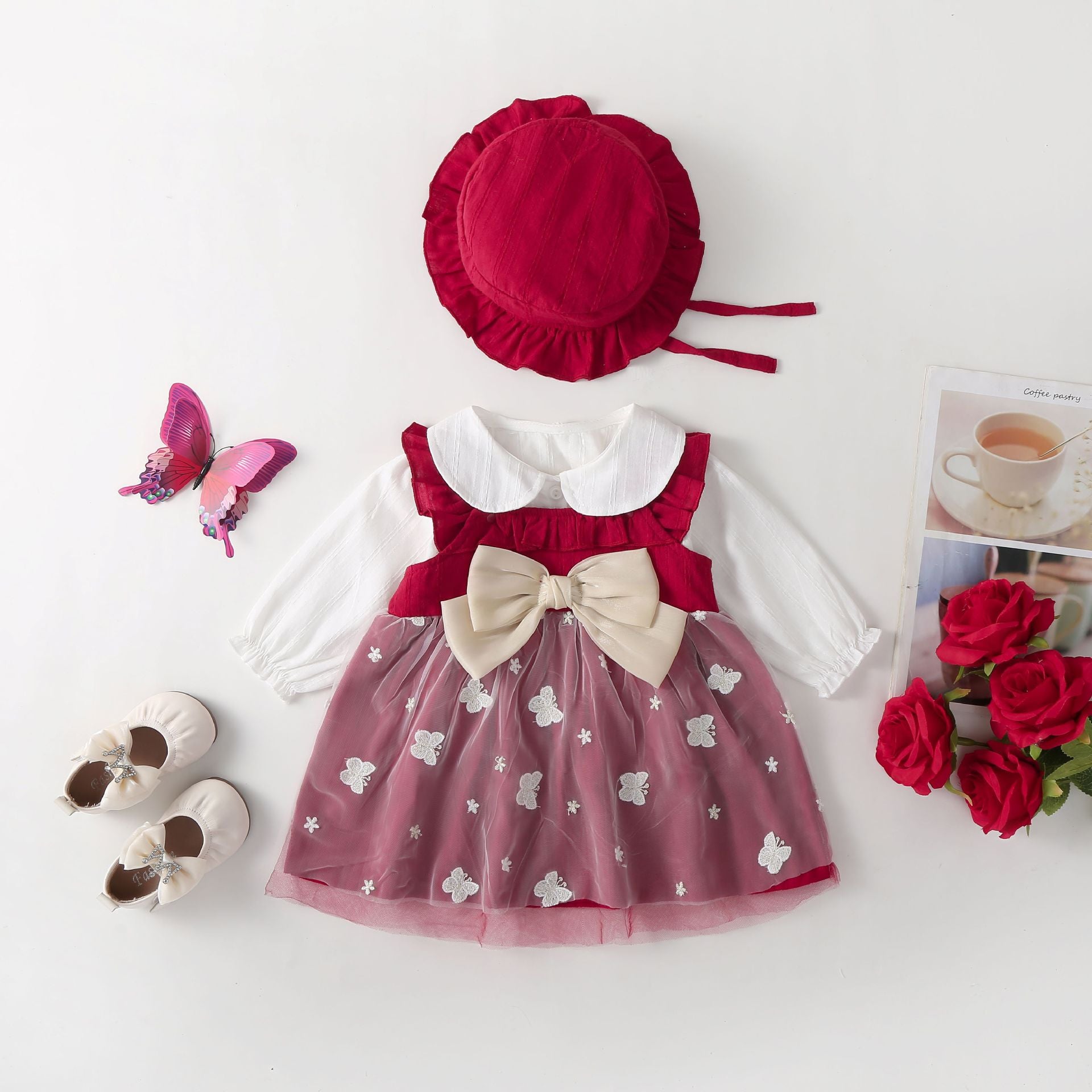 Vestido Infantil Vermelho Borboletinhas