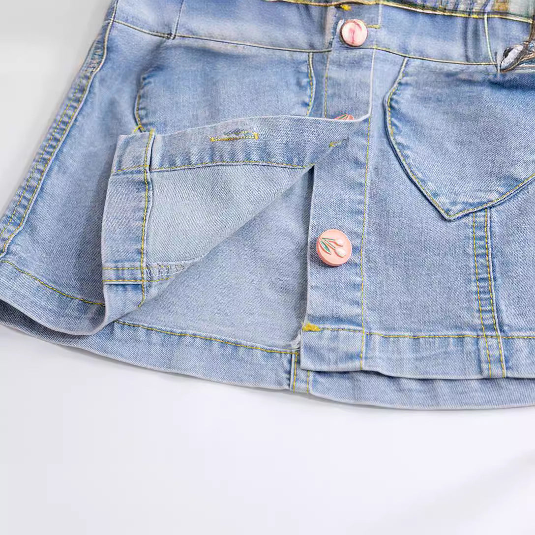 Saia Infantil Jeans Botõezinhos Corações