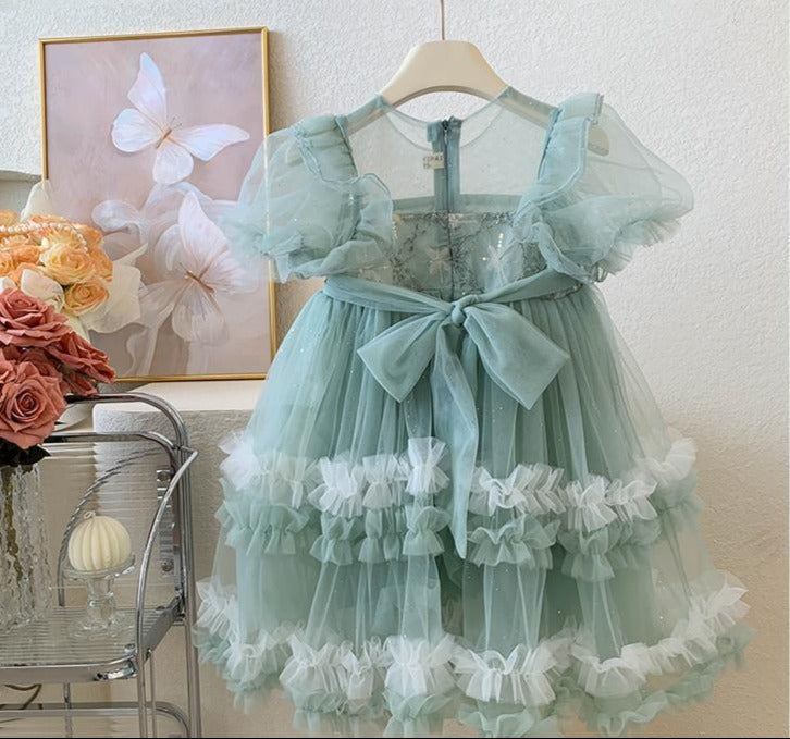 Vestido Infantil Tule Camadas Brilhante