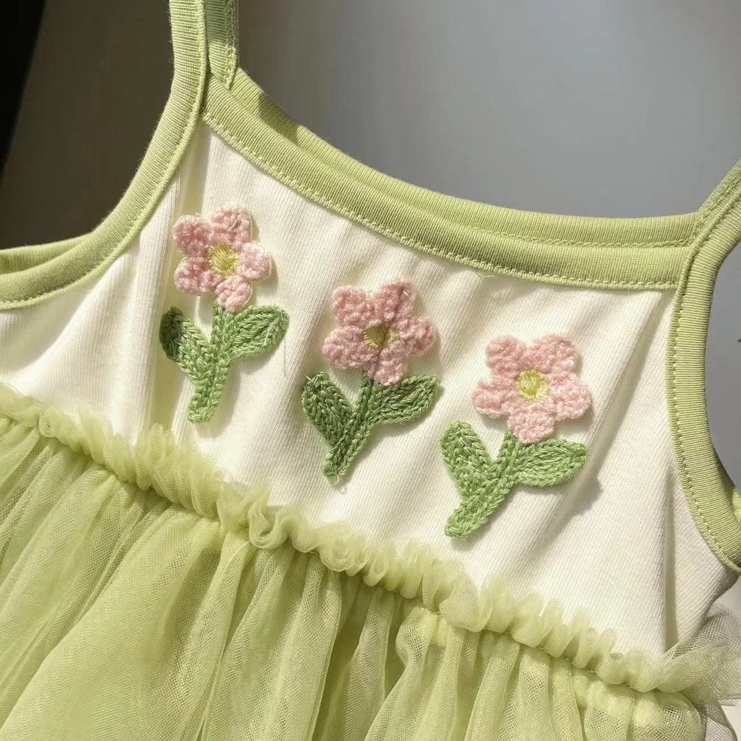 Vestido Infantil Tule Florzinhas