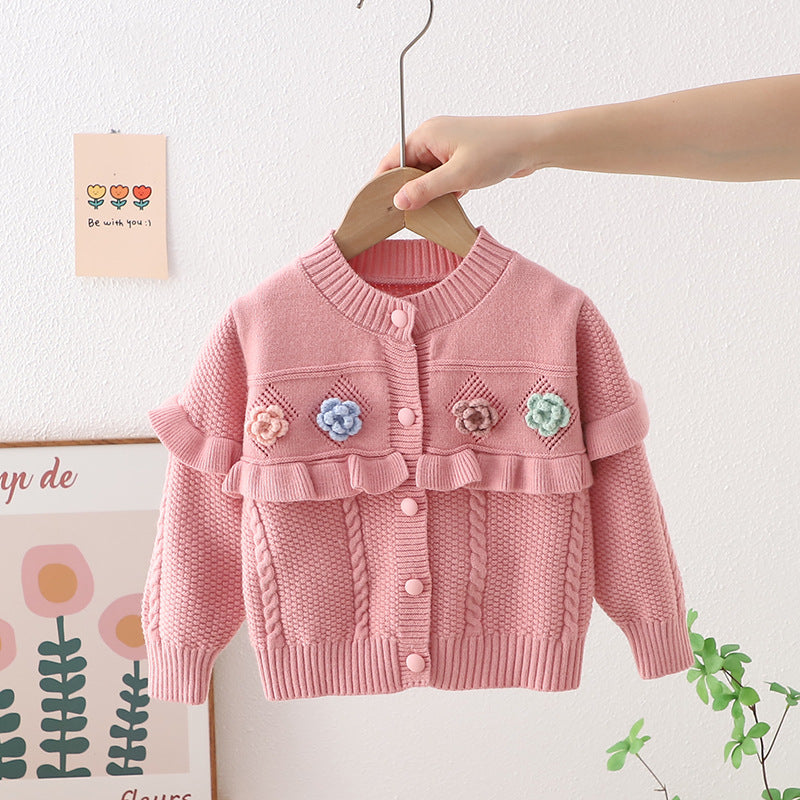 Cardigan Infantil Tricô Florzinhas