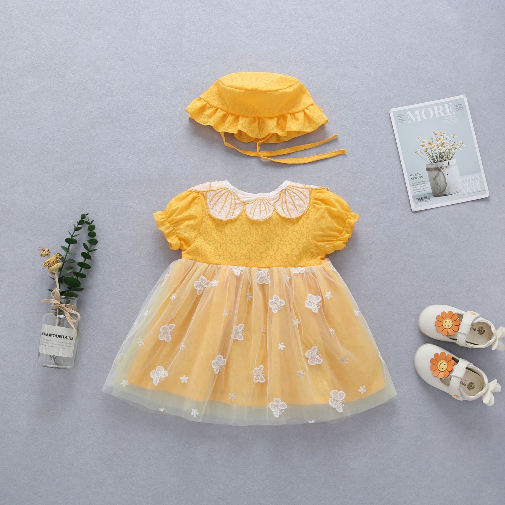 Vestido Infantil Borboletinhas + Chapéu