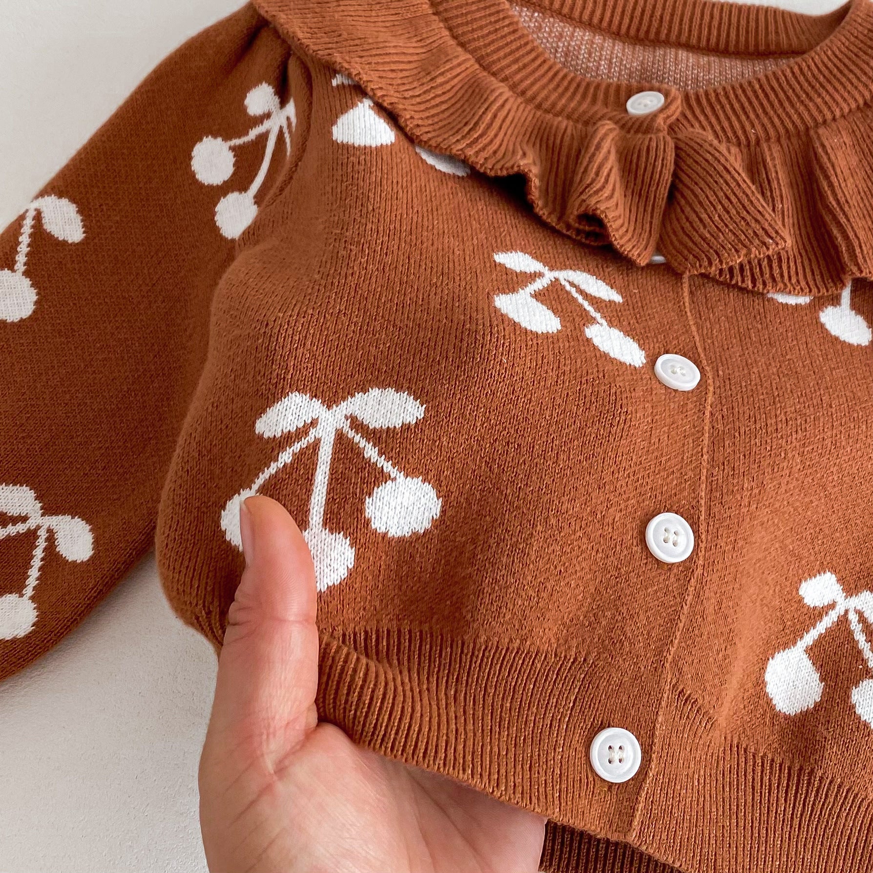 Cardigan Infantil Tricô Cerejinhas