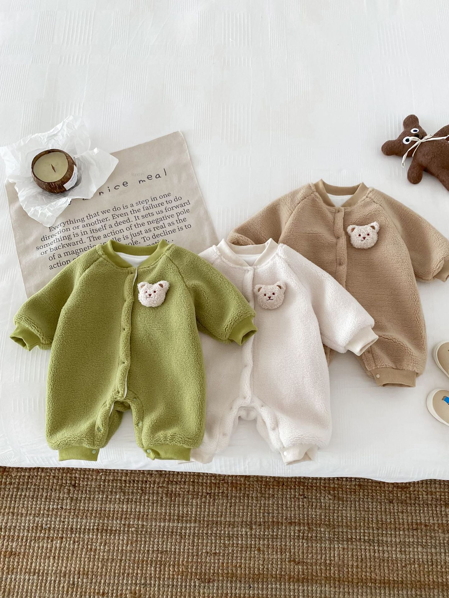 Macacão Infantil Pelúcia Botões Ursinho