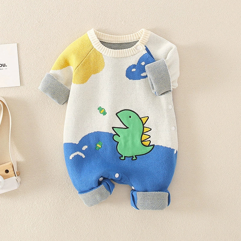 Macacão Infantil de Tricô Dinossauro