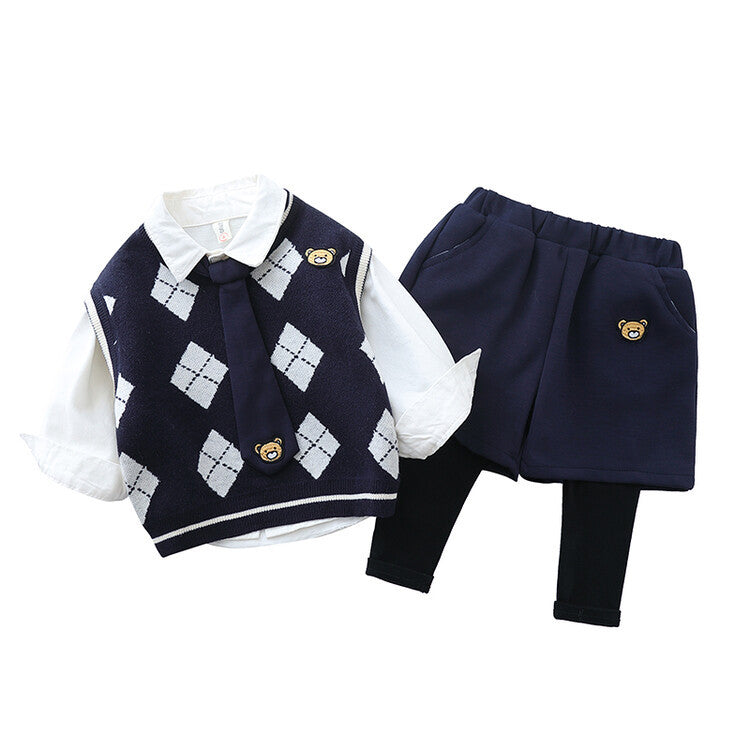 Conjunto Infantil Masculino Gravata Ursinho 3 Peças