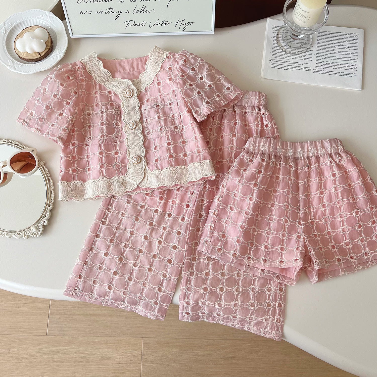 Conjunto Infantil Feminino Rosa 3 Peças