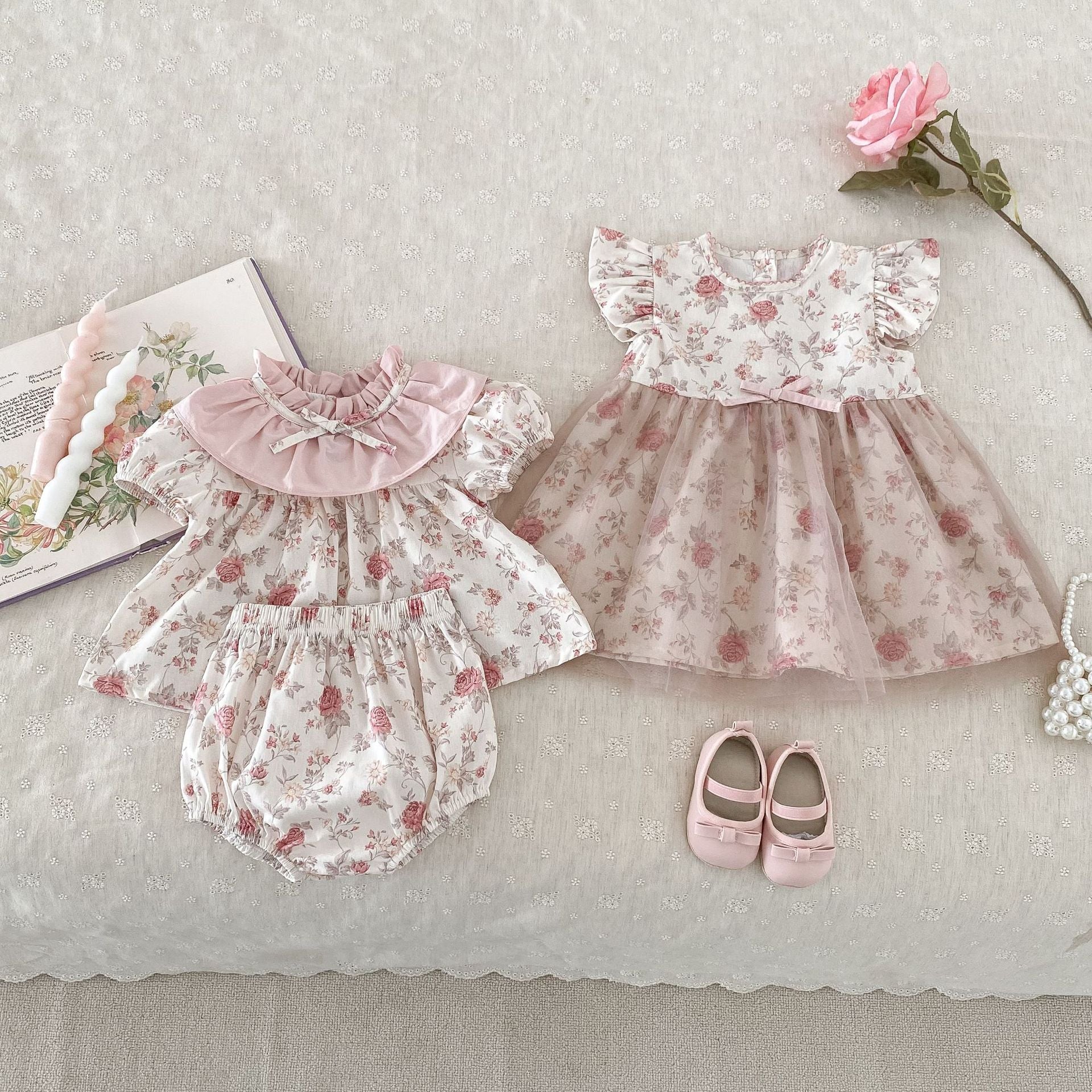 Conjunto/ Vestido Infantil Feminino Floral