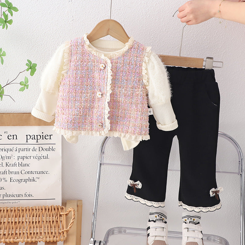 Conjunto Infantil Feminino Tweed 3 Peças