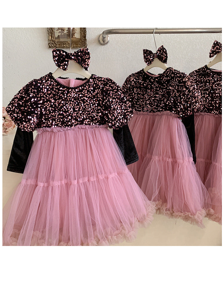 Vestido Infantil Rosa Brilhante