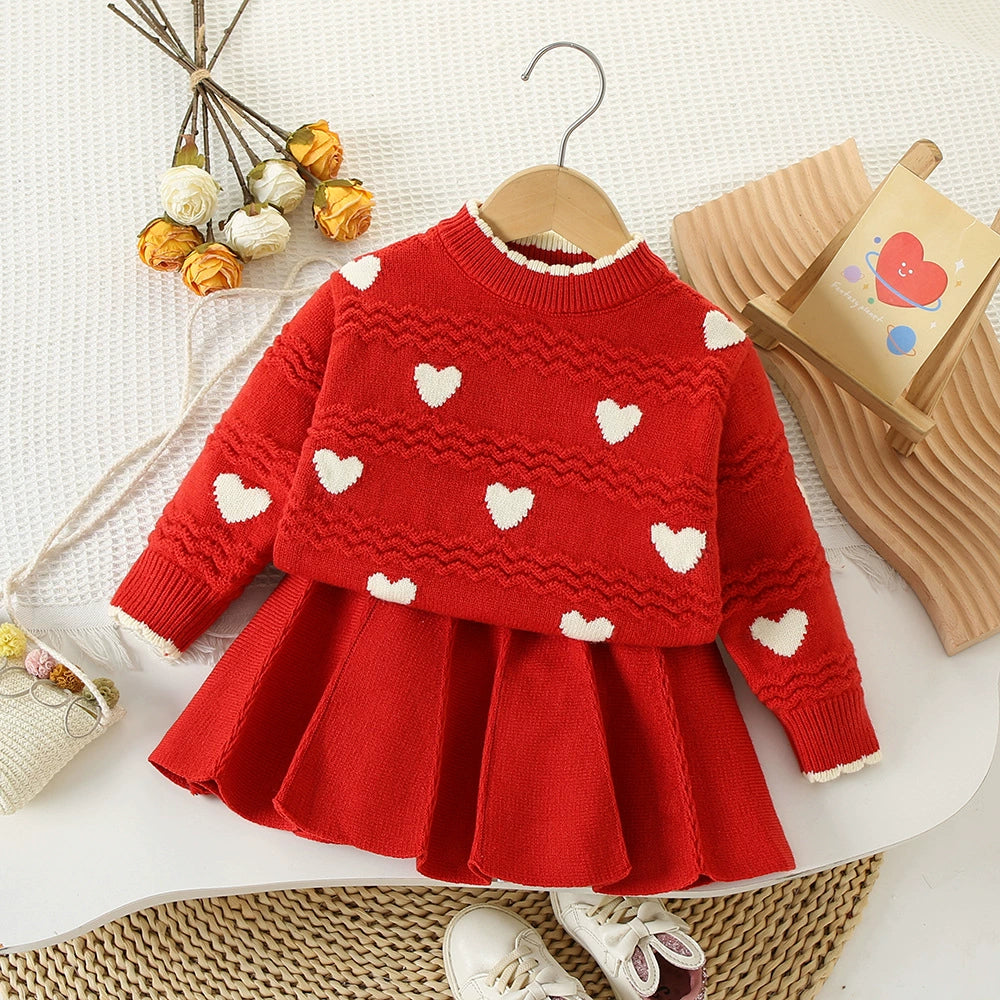 Conjunto Infantil Tricô Corações