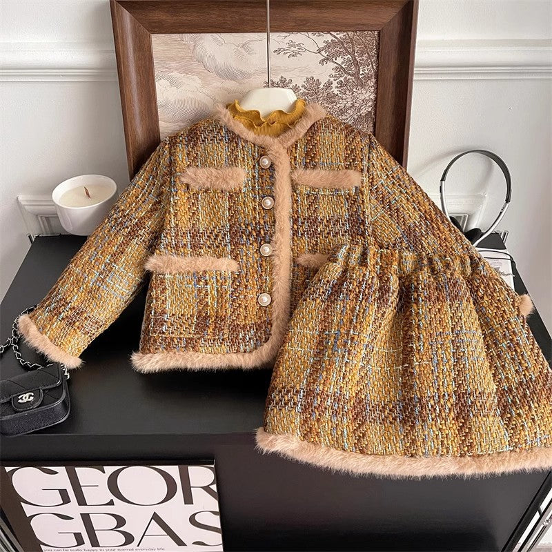 Conjunto Infantil Feminino Tweed Pelinhos