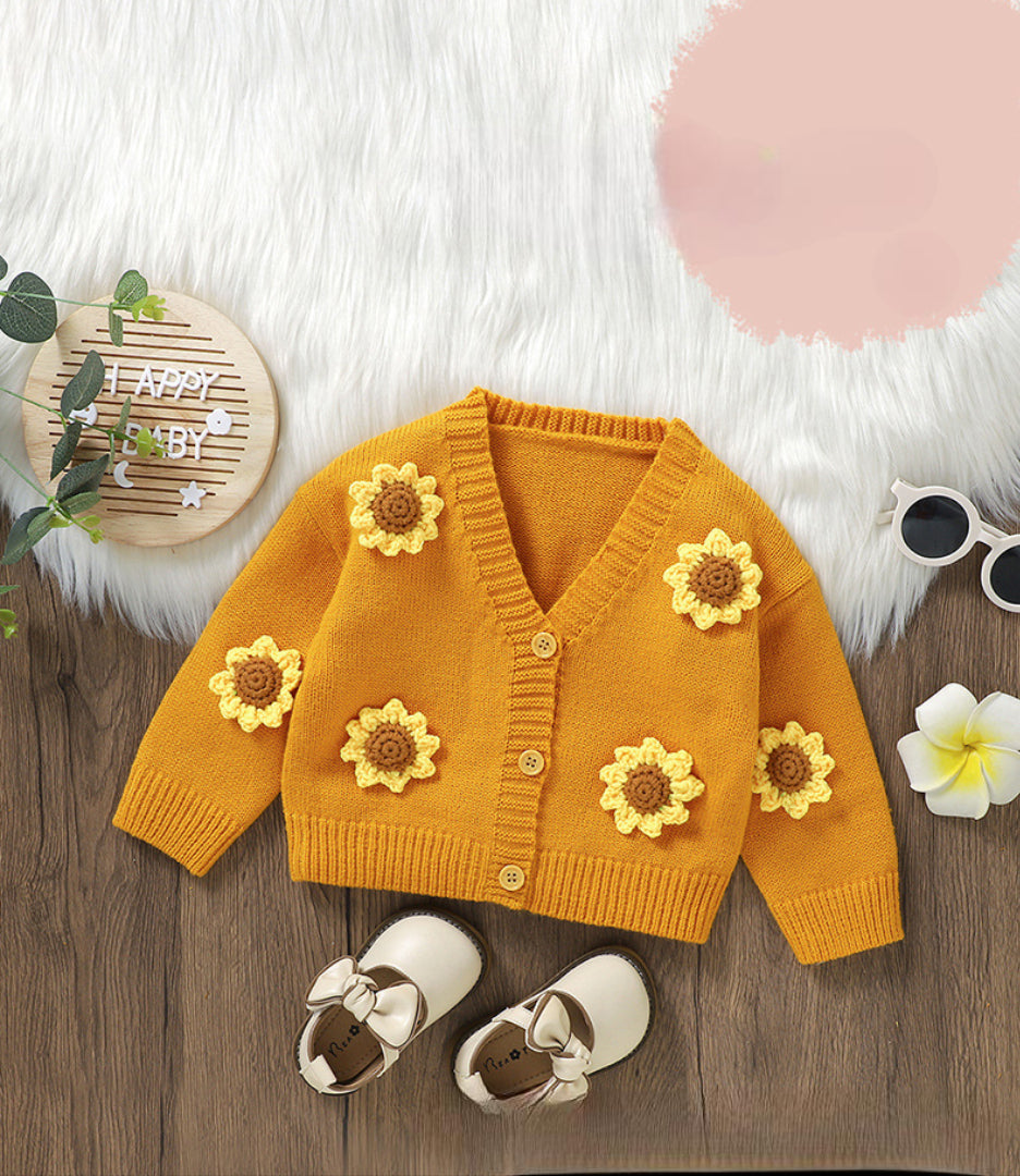 Cardigan Infantil de Tricõ Florzinhas